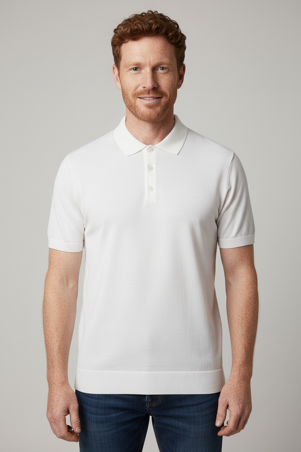 Oscar Cotton Polo | Ribbed Cuffs | Tailored Fit