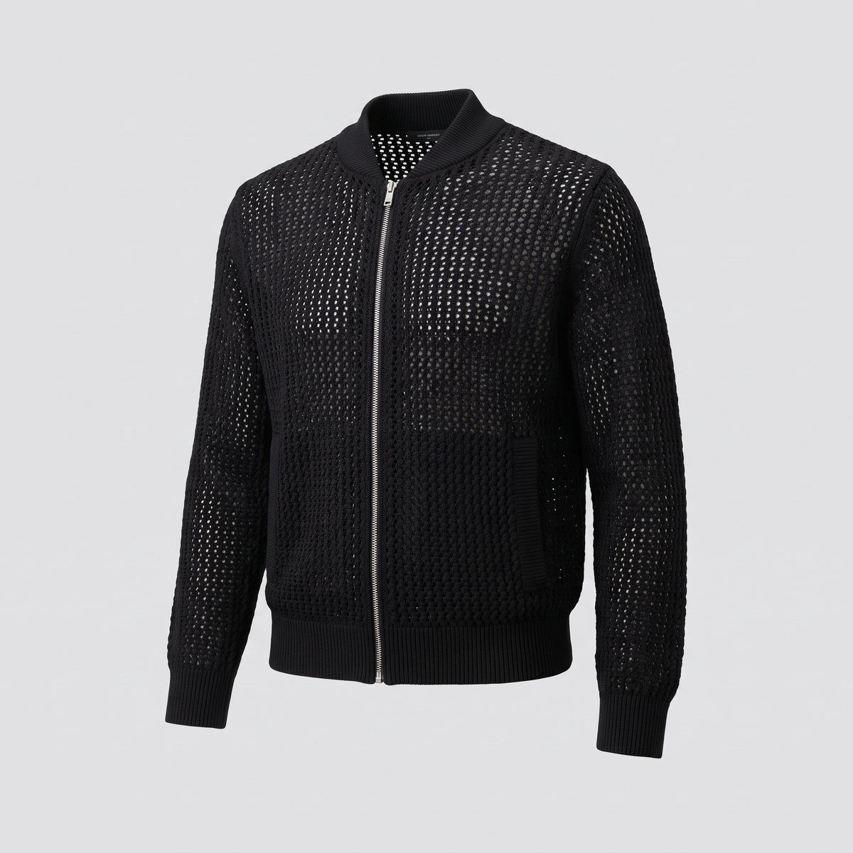 Women's Openwork Knit Jacket | Zip Front | Cotton Knit