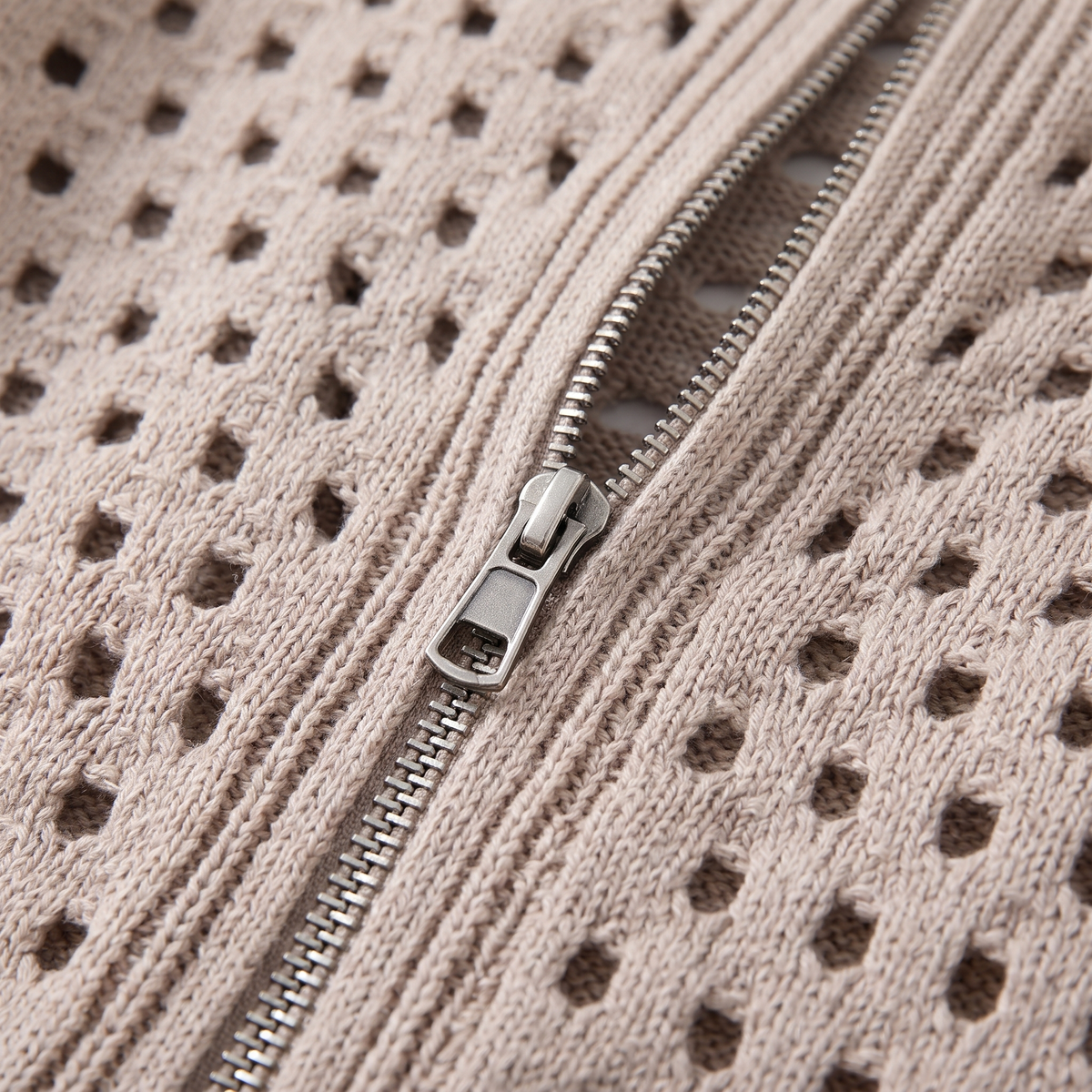 Women's Openwork Knit Jacket | Zip Front | Cotton Knit