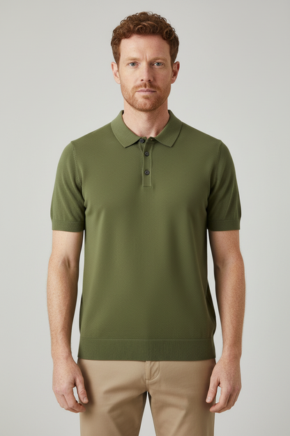 Oscar Cotton Polo | Ribbed Cuffs | Tailored Fit
