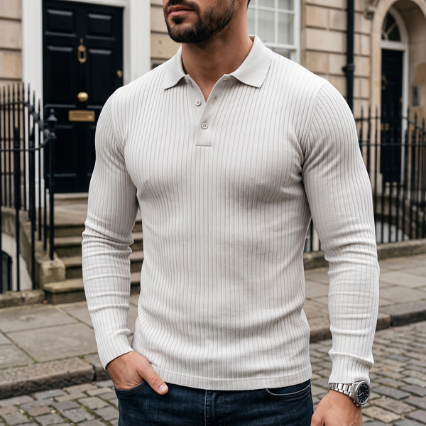 Men's Ribbed Polo Shirt | Fitted Shape | Cotton Blend