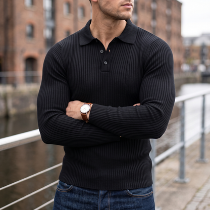 Men's Ribbed Polo Shirt | Fitted Shape | Cotton Blend