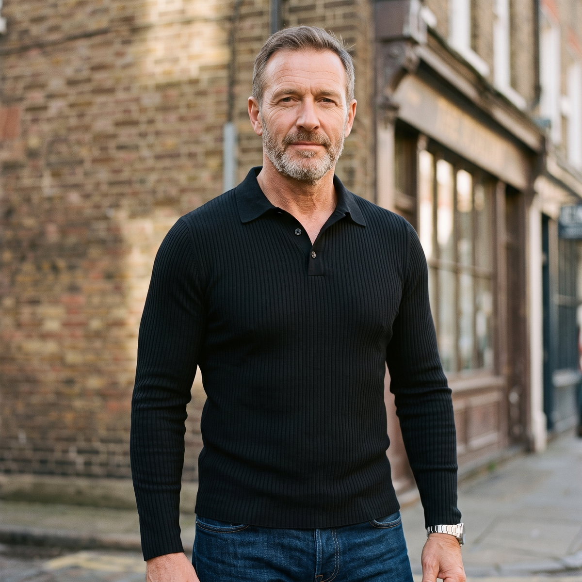 Men's Ribbed Polo Shirt | Fitted Shape | Cotton Blend